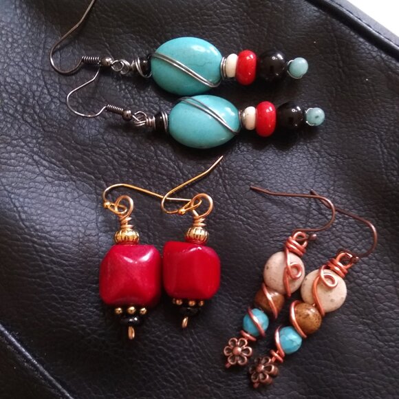 3 Pairs of Handmade Earrings! Hostess Gifts ~ Gift Exchange ~ Winter Birthdays - Picture 13 of 14